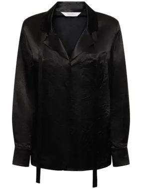 Max Mara   Vignola satin shirt w/ self-tie scarf 
