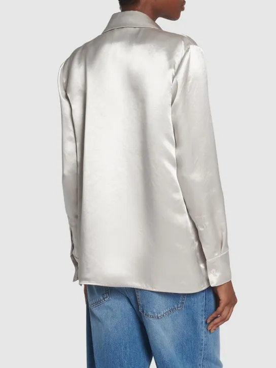 Max Mara   Vignola satin shirt w/ self-tie scarf 