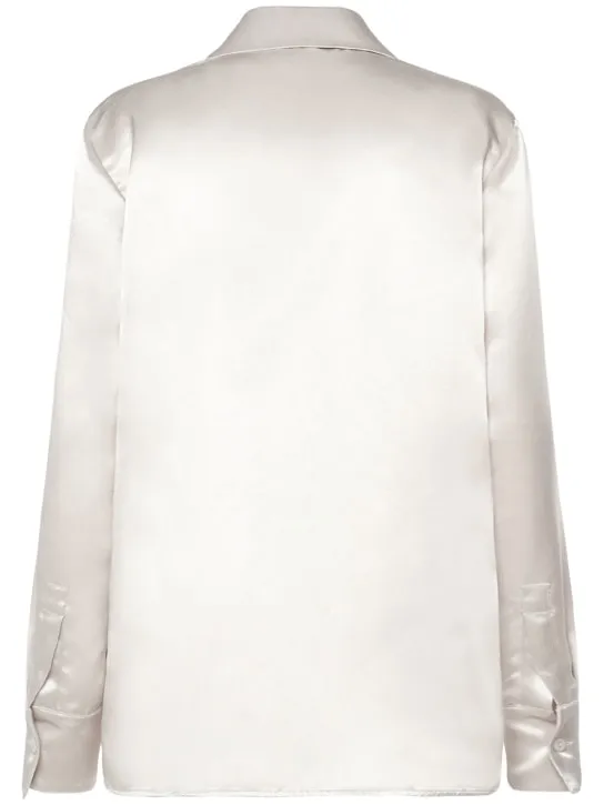 Max Mara   Vignola satin shirt w/ self-tie scarf 
