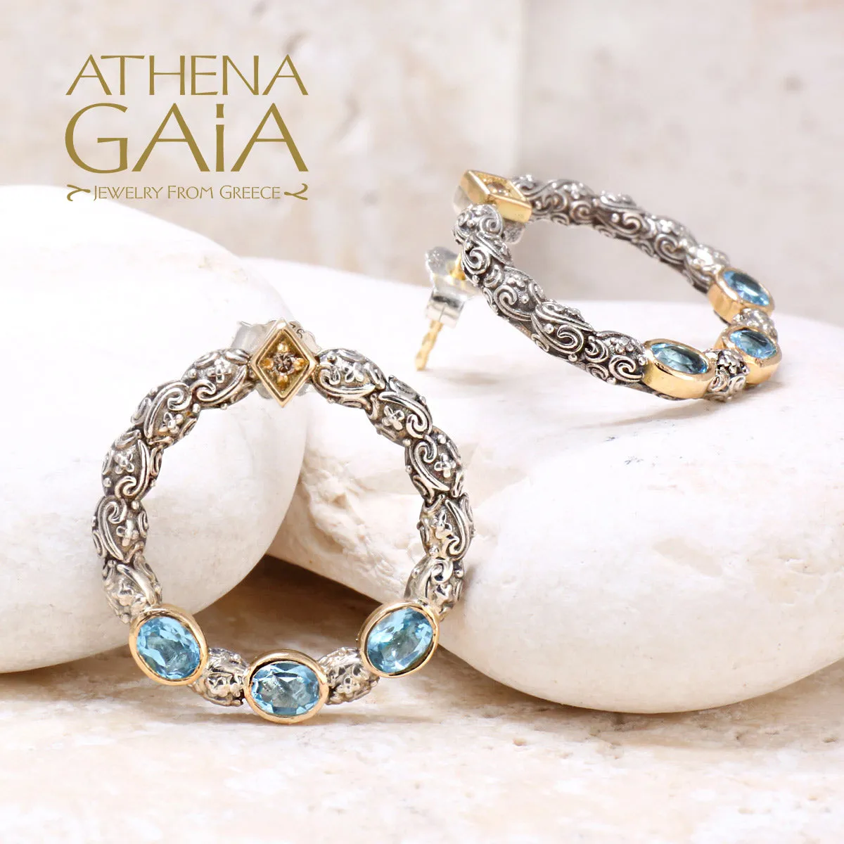Meadow Breeze Triple Oval Stone Stud Cycle Earrings