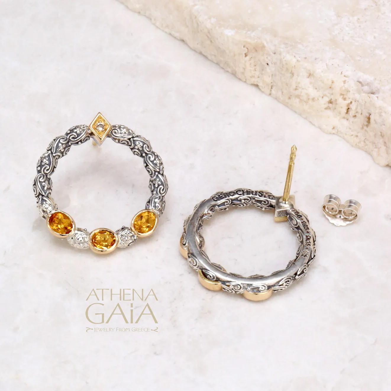 Meadow Breeze Triple Oval Stone Stud Cycle Earrings