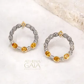 Meadow Breeze Triple Oval Stone Stud Cycle Earrings