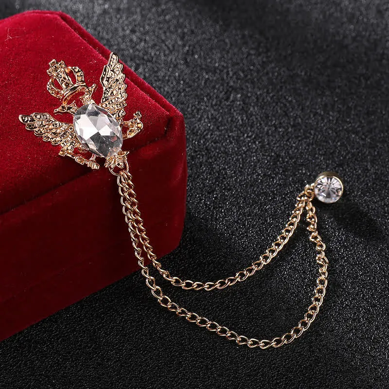 Men's Eagle King Crown Chain Brooch
