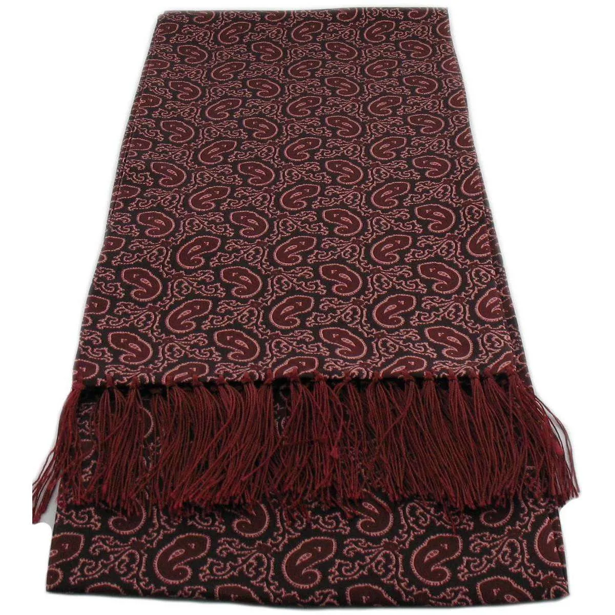 Michelsons of London Small Paisley Silk Scarf - Burgundy
