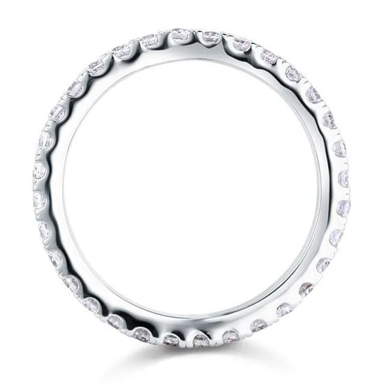 Micro Set Eternity Simulated Diamond Sterling 925 Silver Wedding Ring