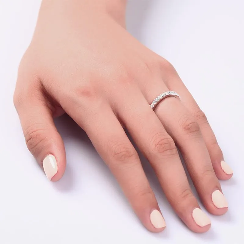 Micro Set Eternity Simulated Diamond Sterling 925 Silver Wedding Ring