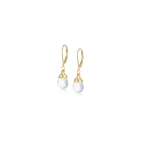 Milky Rock Crystal Drop Earrings in Vermeil