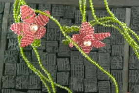 Mindy Lam Swarovski Crystal Pink Flower Lariat Wrap Necklace
