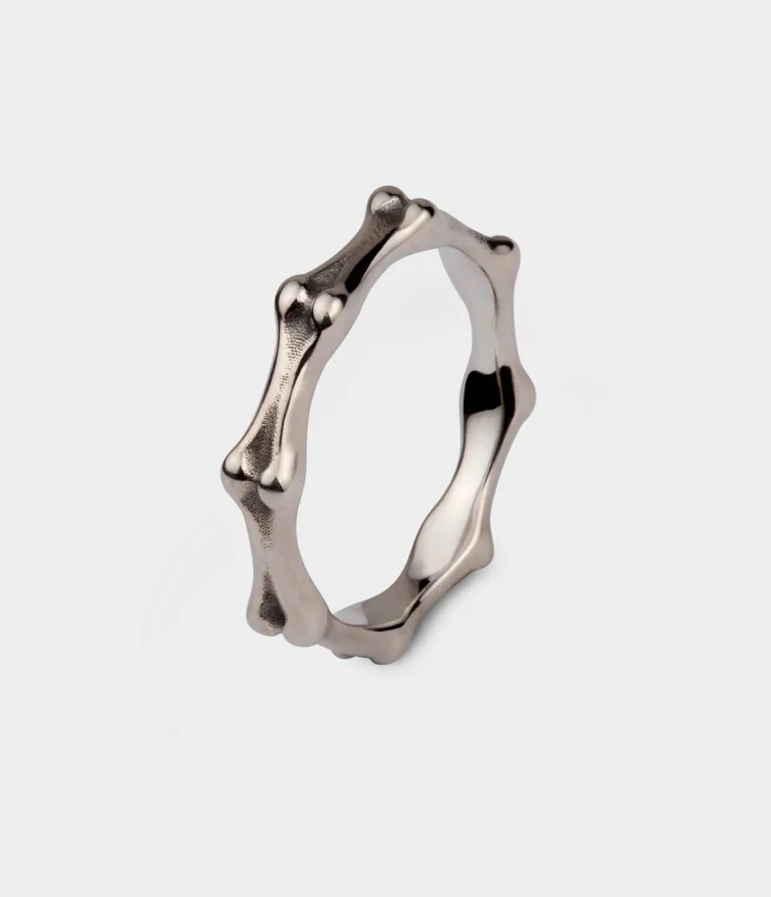 Mini Bones Ring in 9ct White Gold, Size L