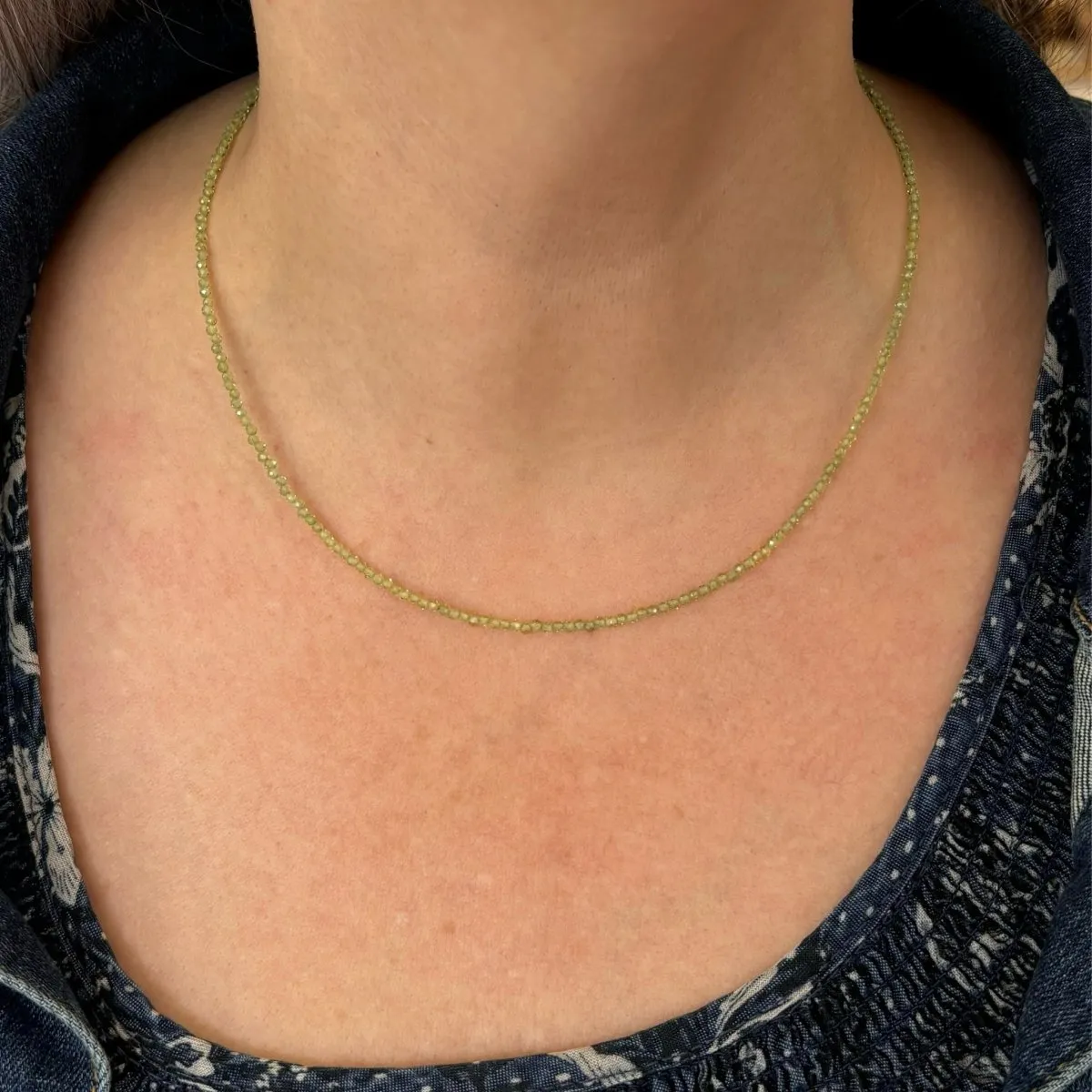 Mini Peridot Gemstone Necklace, Tiny Gemstone Necklace