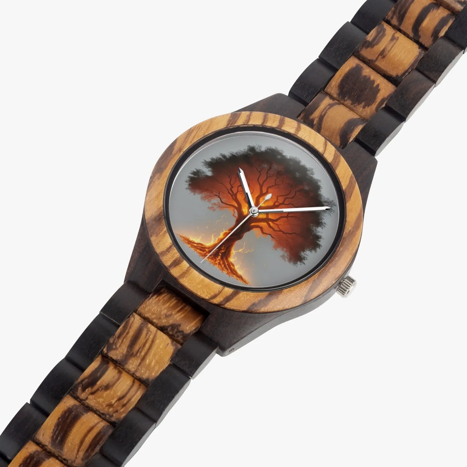 Montre indienne en bois d'ébène "Arbre Rouge" (207)