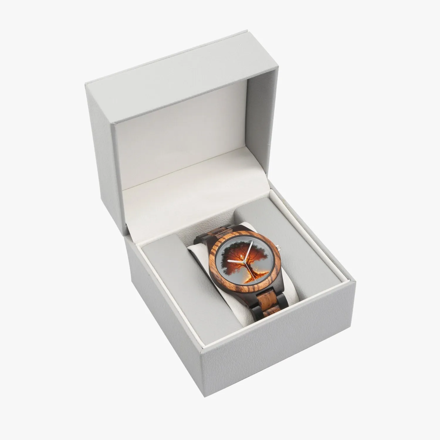 Montre indienne en bois d'ébène "Arbre Rouge" (207)