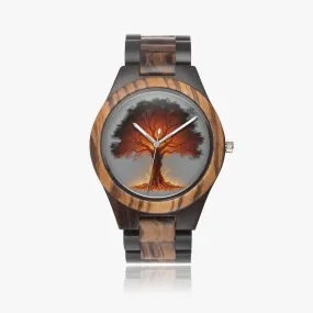 Montre indienne en bois d'ébène "Arbre Rouge" (207)