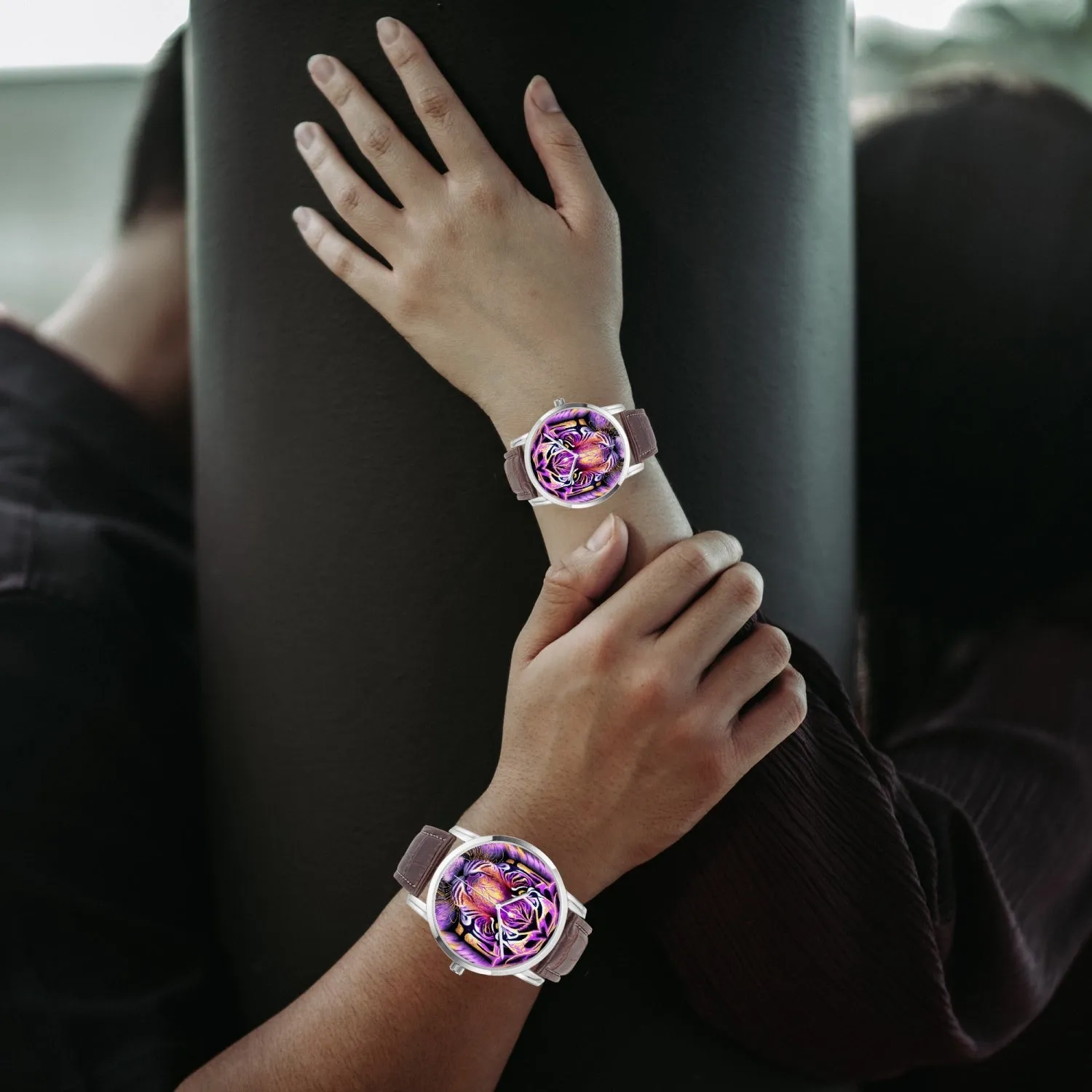Montre à quartz Instafamous Wide Type "Tigre violet"(265)