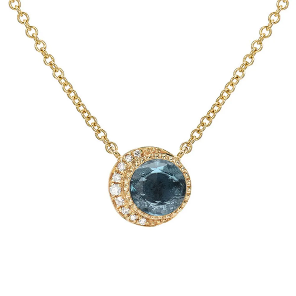 Moon Phase London Blue Topaz Necklace