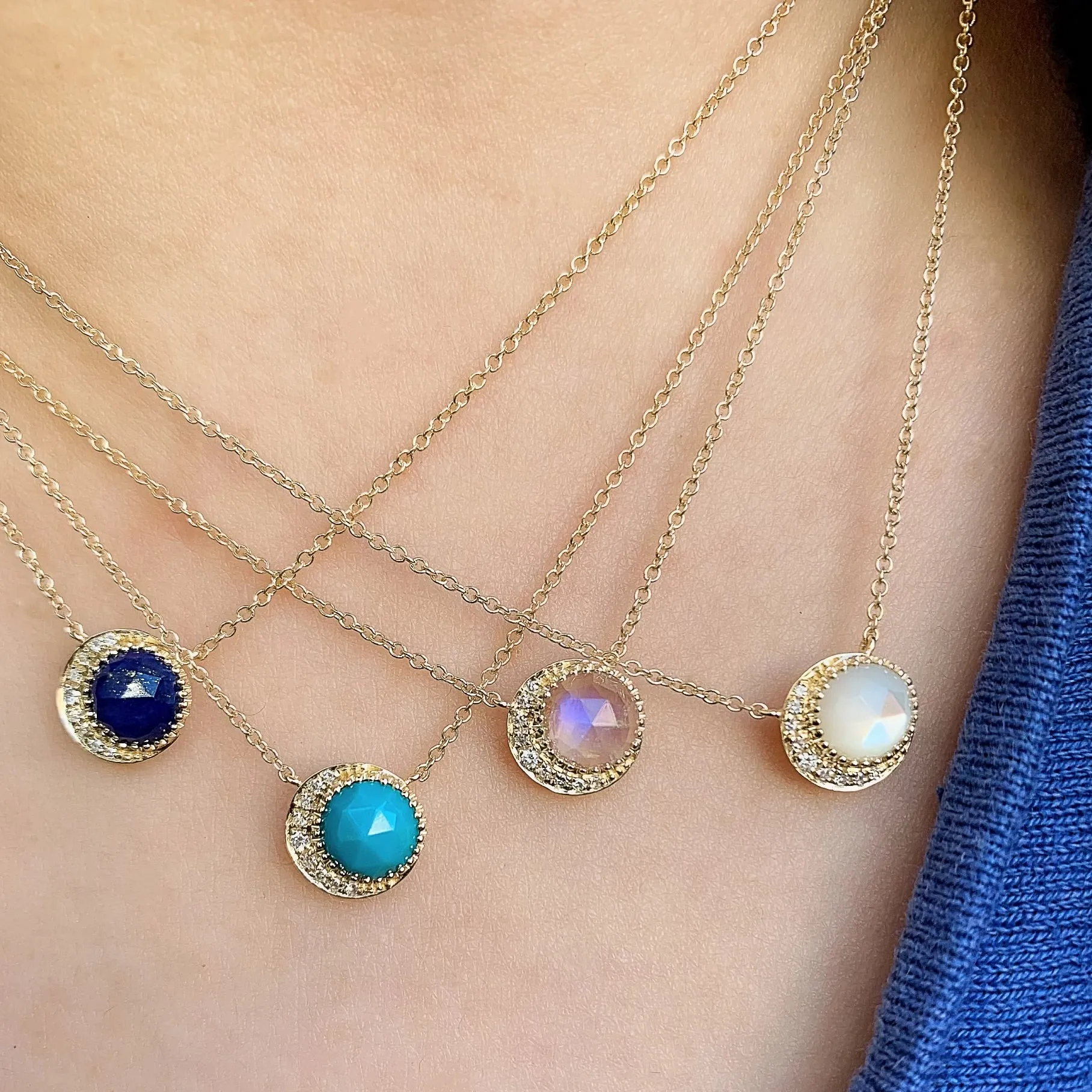 Moon Phase London Blue Topaz Necklace