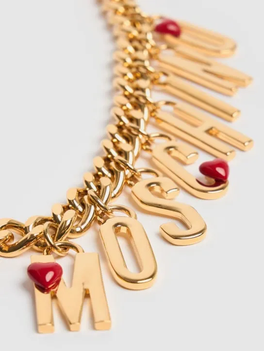 Moschino   Logo lettering charm collar necklace 