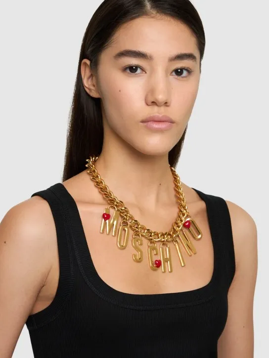 Moschino   Logo lettering charm collar necklace 