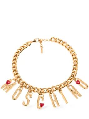 Moschino   Logo lettering charm collar necklace 
