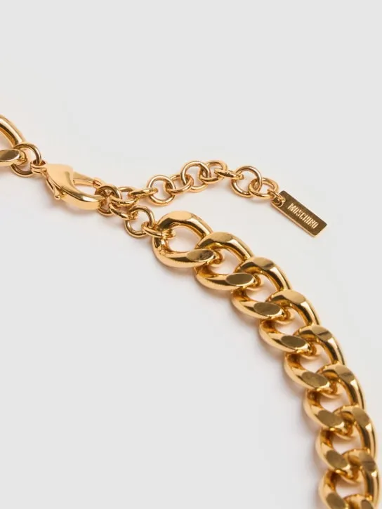 Moschino   Logo lettering charm collar necklace 