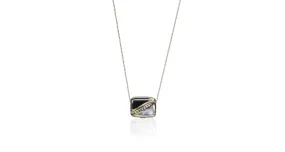 Mother Of Pearl, Onyx & Diamond Pendant Necklace