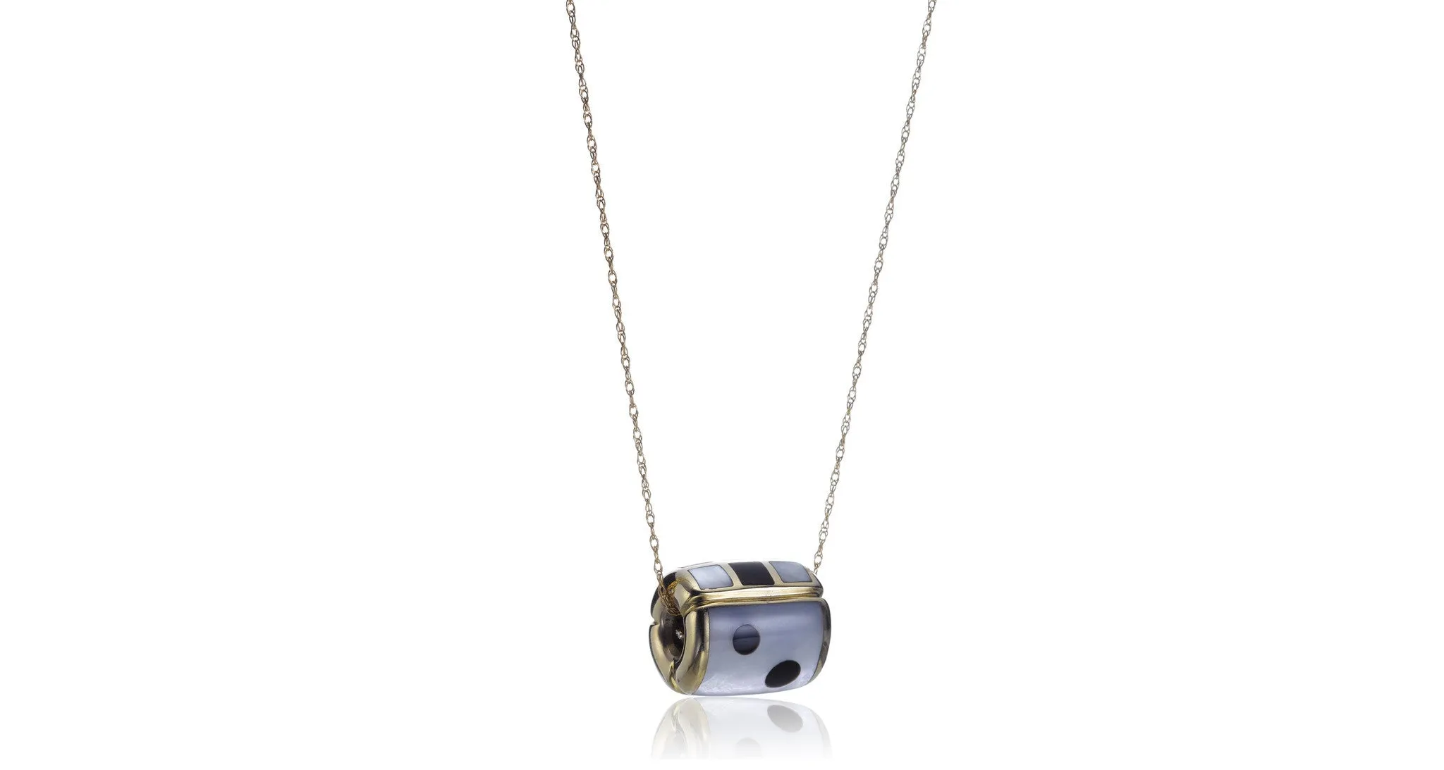 Mother Of Pearl, Onyx & Diamond Pendant Necklace