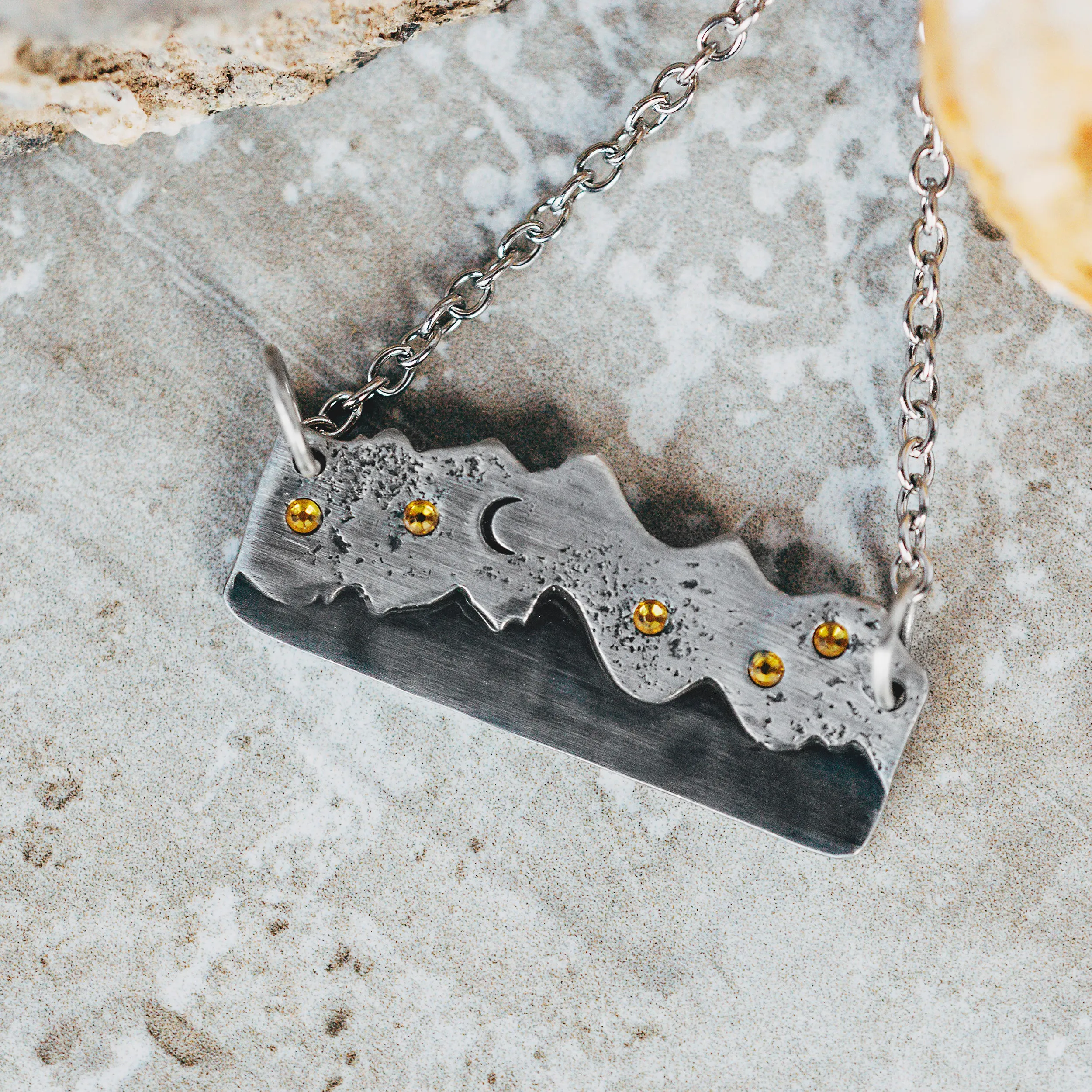 Mountain Range Necklace With Stars