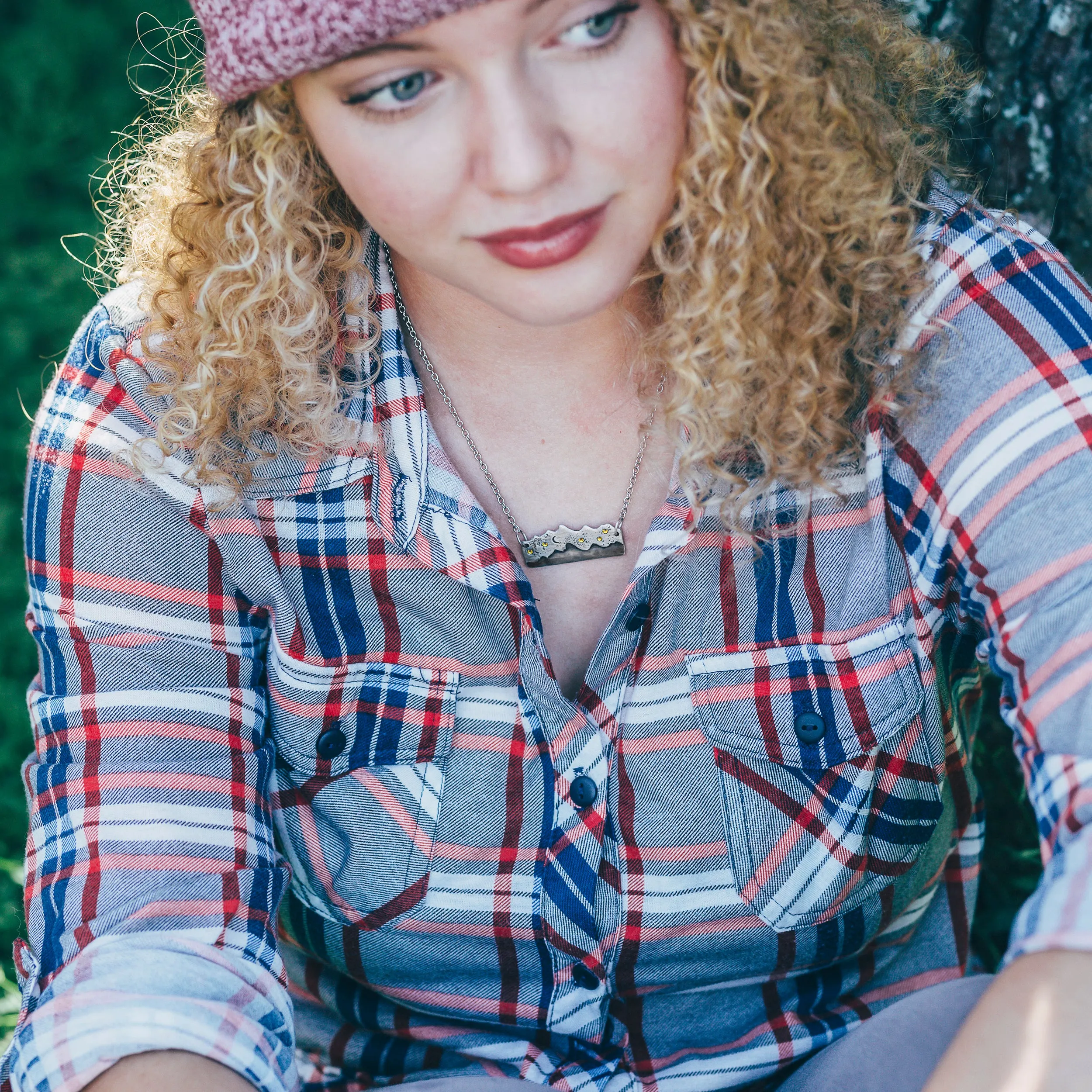 Mountain Range Necklace With Stars