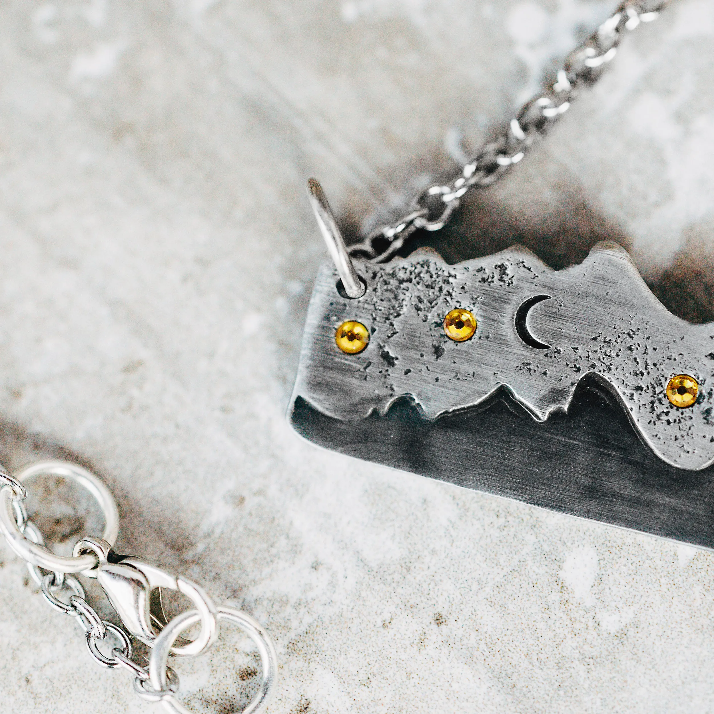 Mountain Range Necklace With Stars