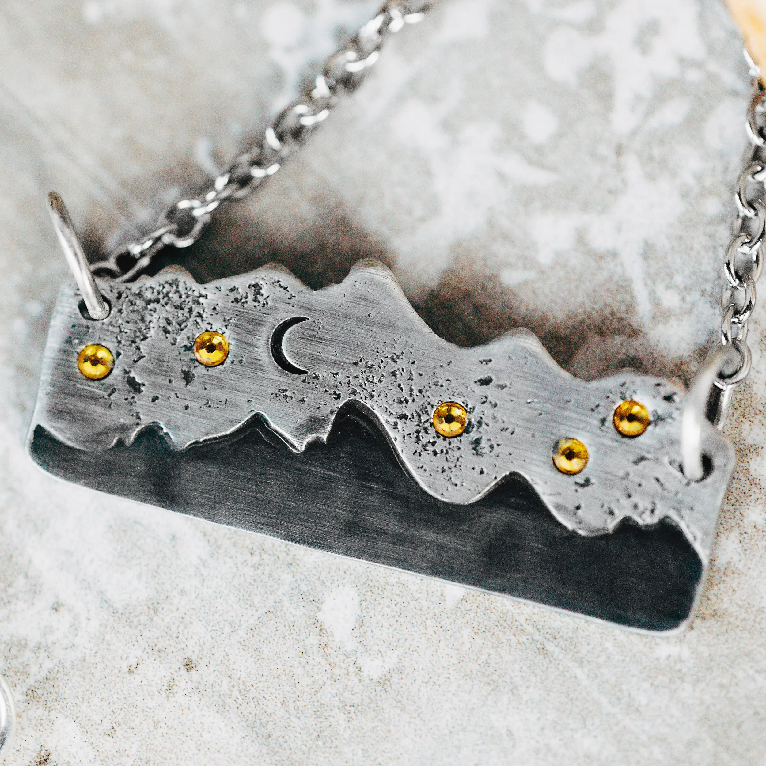 Mountain Range Necklace With Stars