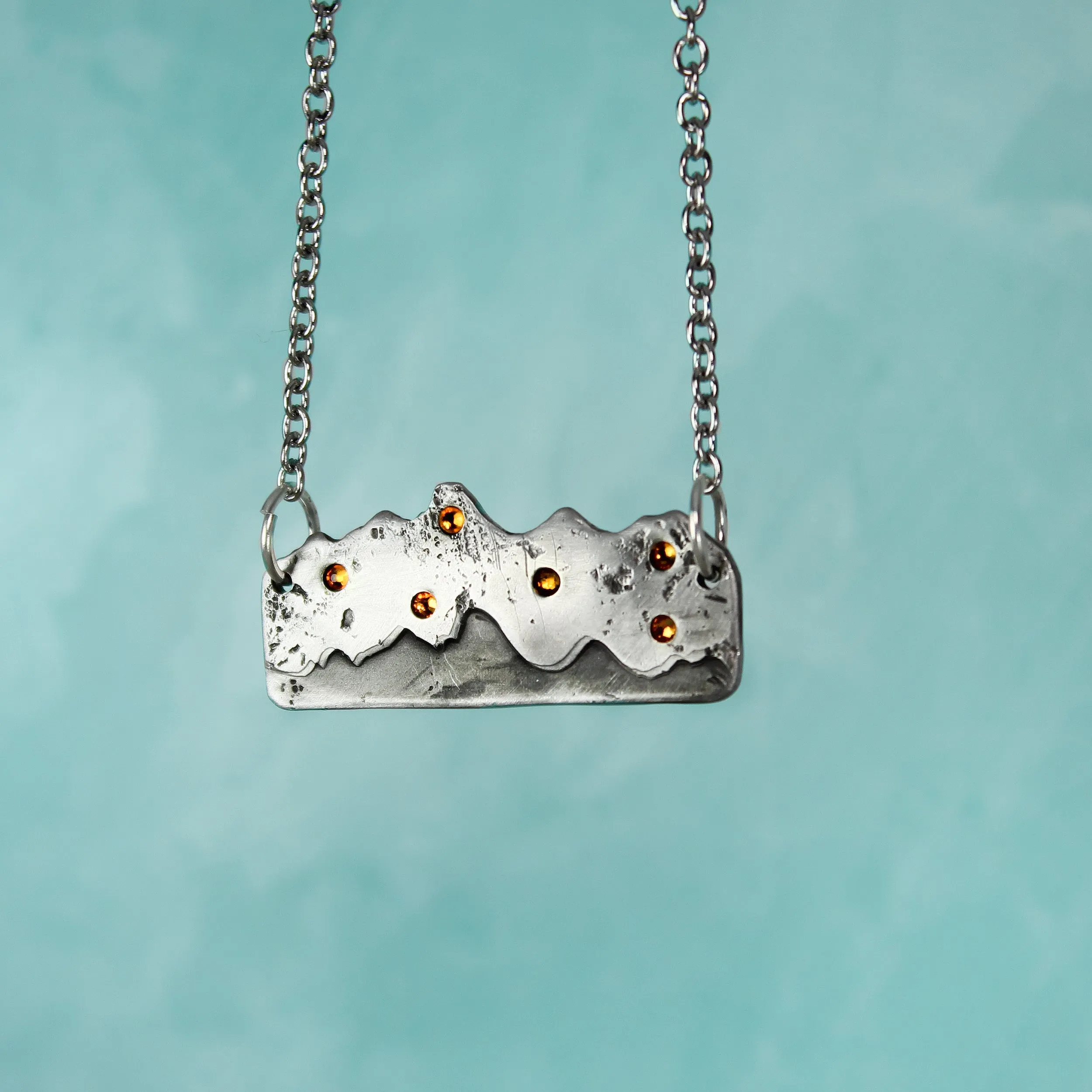 Mountain Range Necklace With Stars