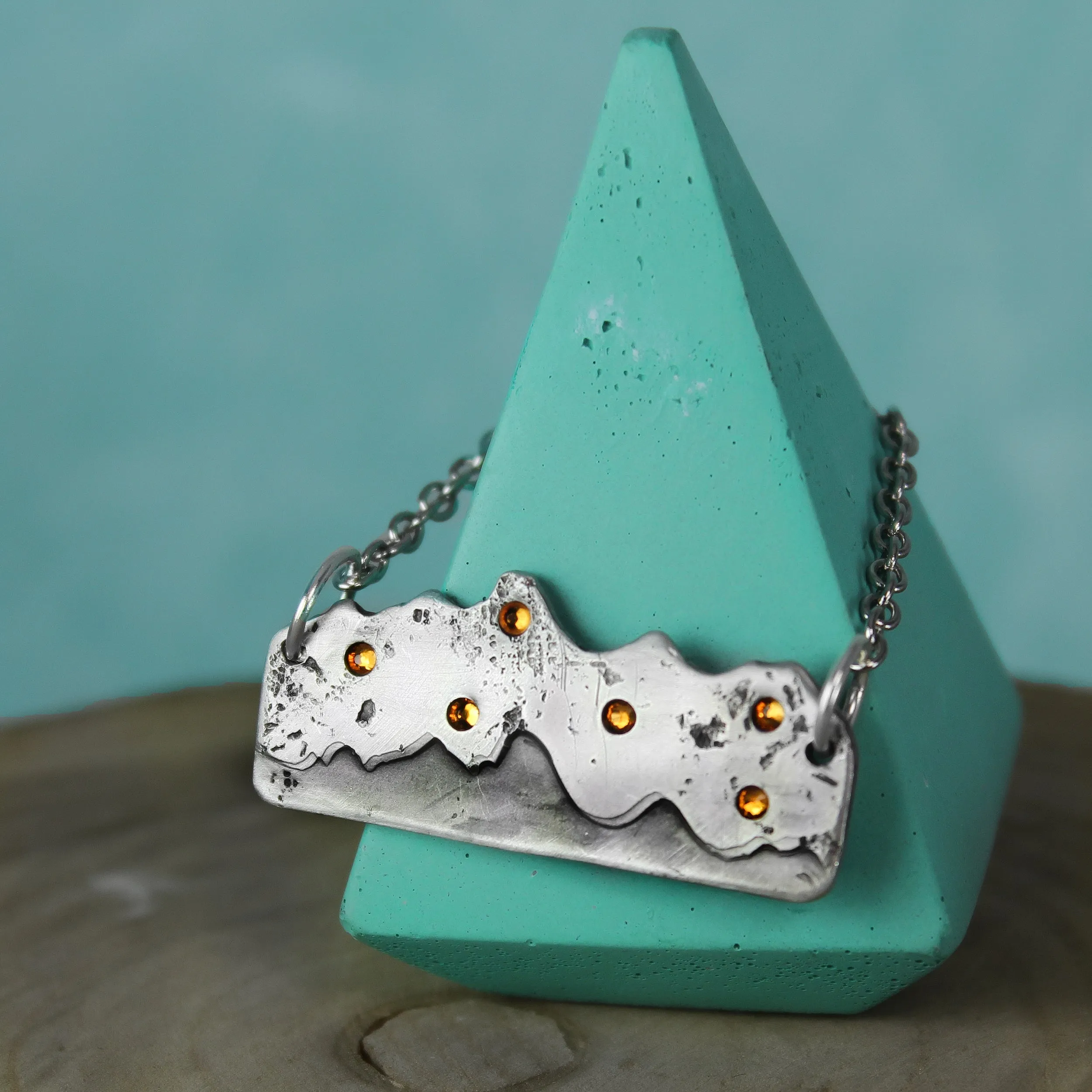 Mountain Range Necklace With Stars