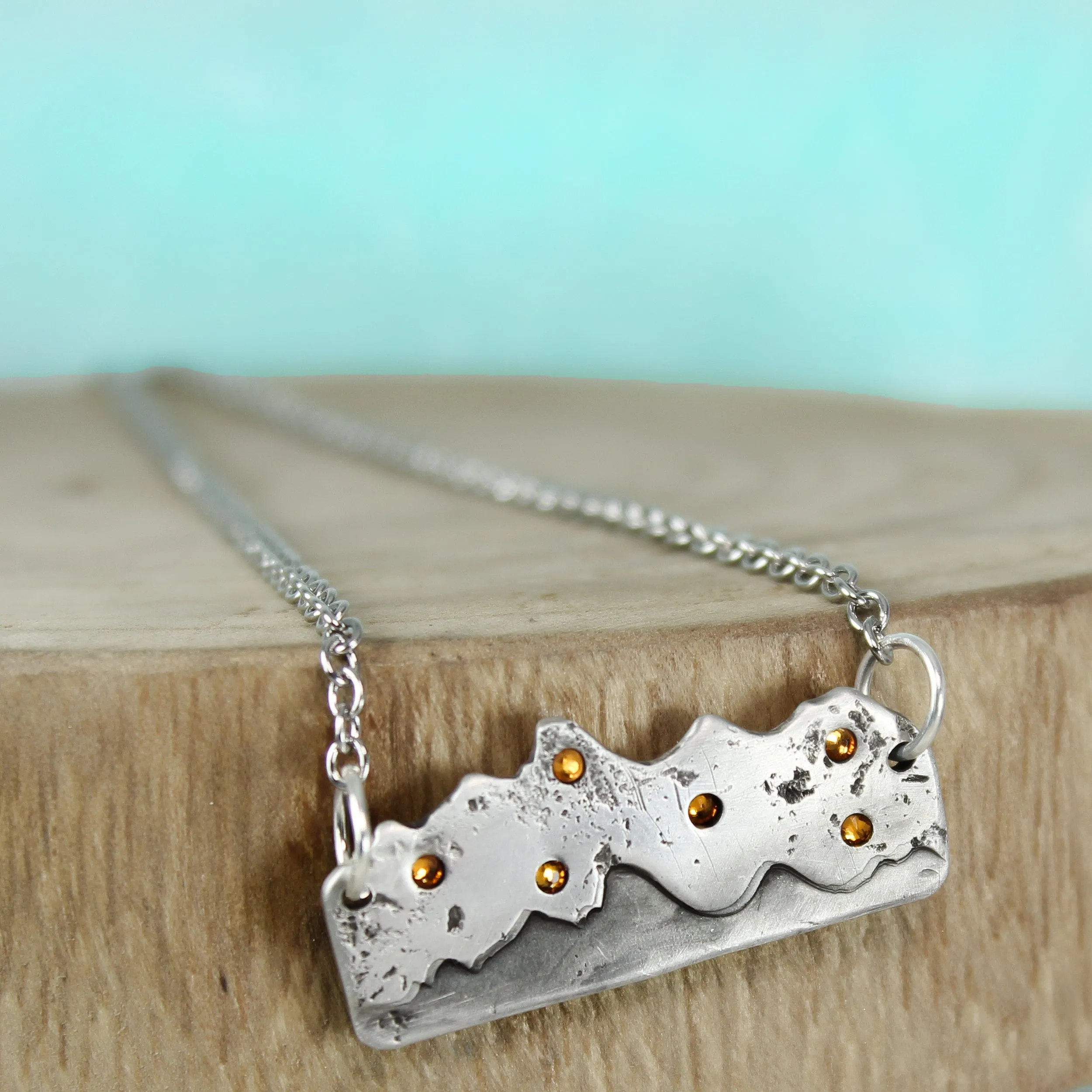 Mountain Range Necklace With Stars