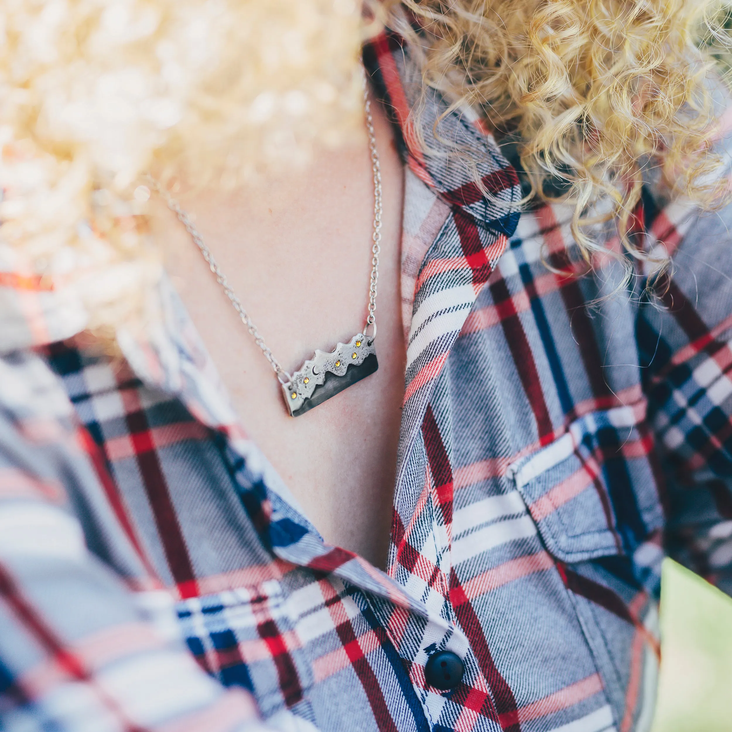 Mountain Range Necklace With Stars