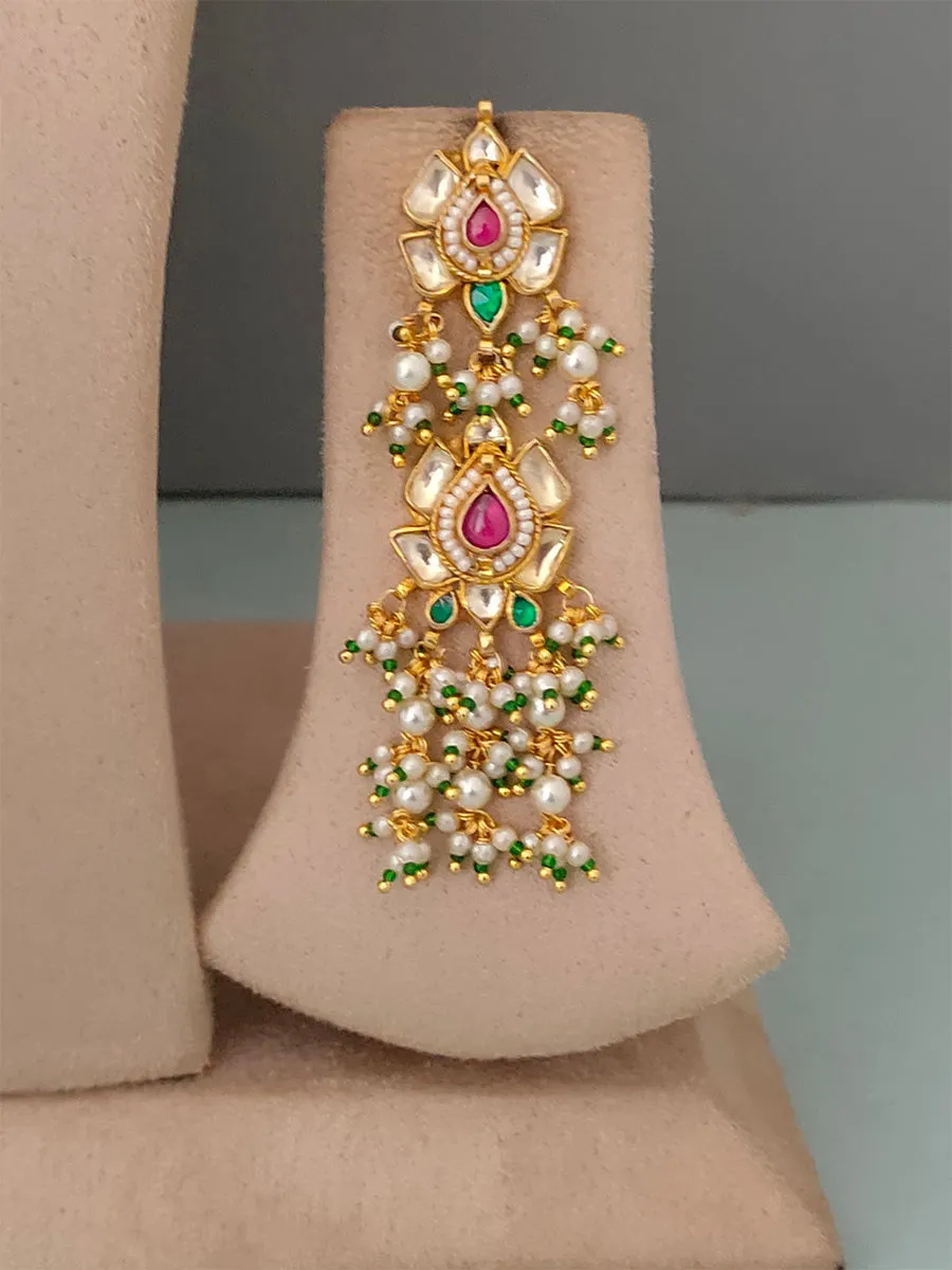 Multicolor Gold Plated Jadau Kundan Necklace Set - MS1499M