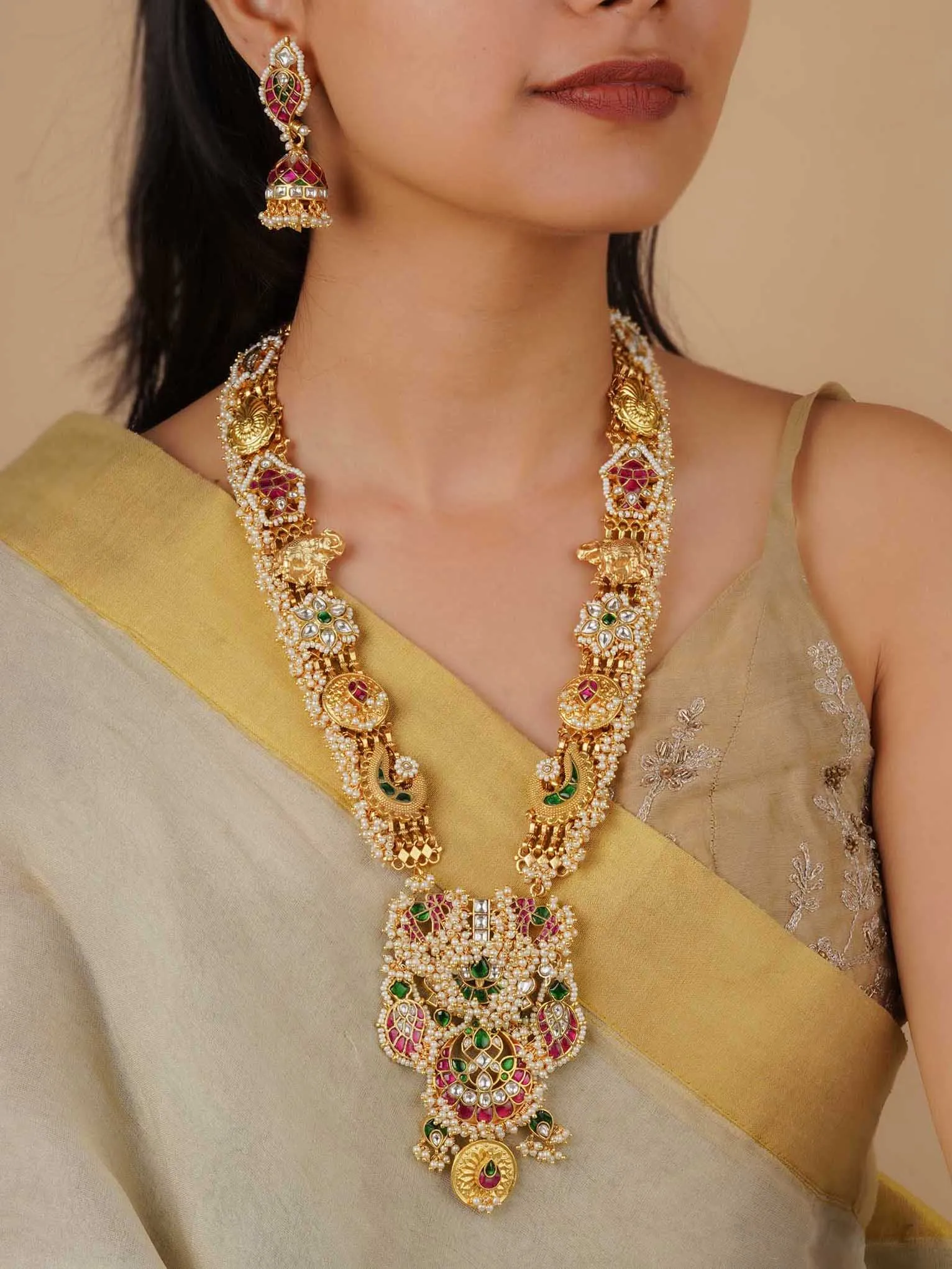 Multicolor Gold Plated Mishr Necklace Set - MR-S709M