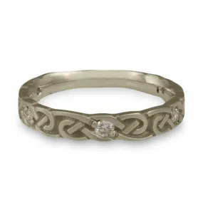 Narrow Borderless Infinity With Diamonds Wedding Ring in 14K White Gold