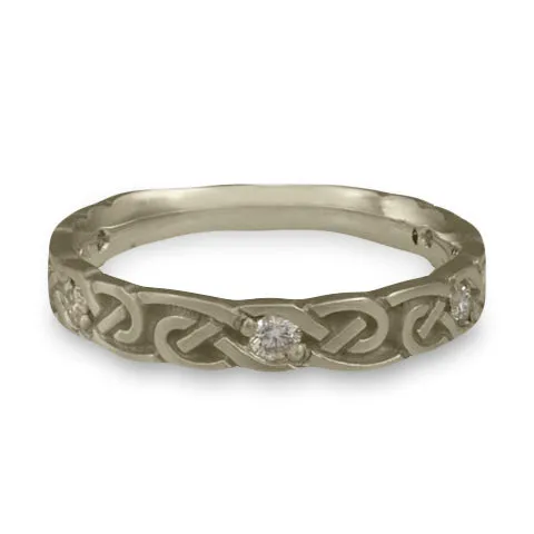 Narrow Borderless Infinity With Diamonds Wedding Ring in 14K White Gold