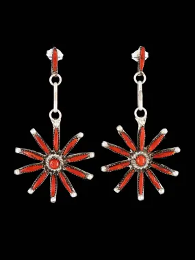 Native American Jewelry Coral Zuni Post Earrings