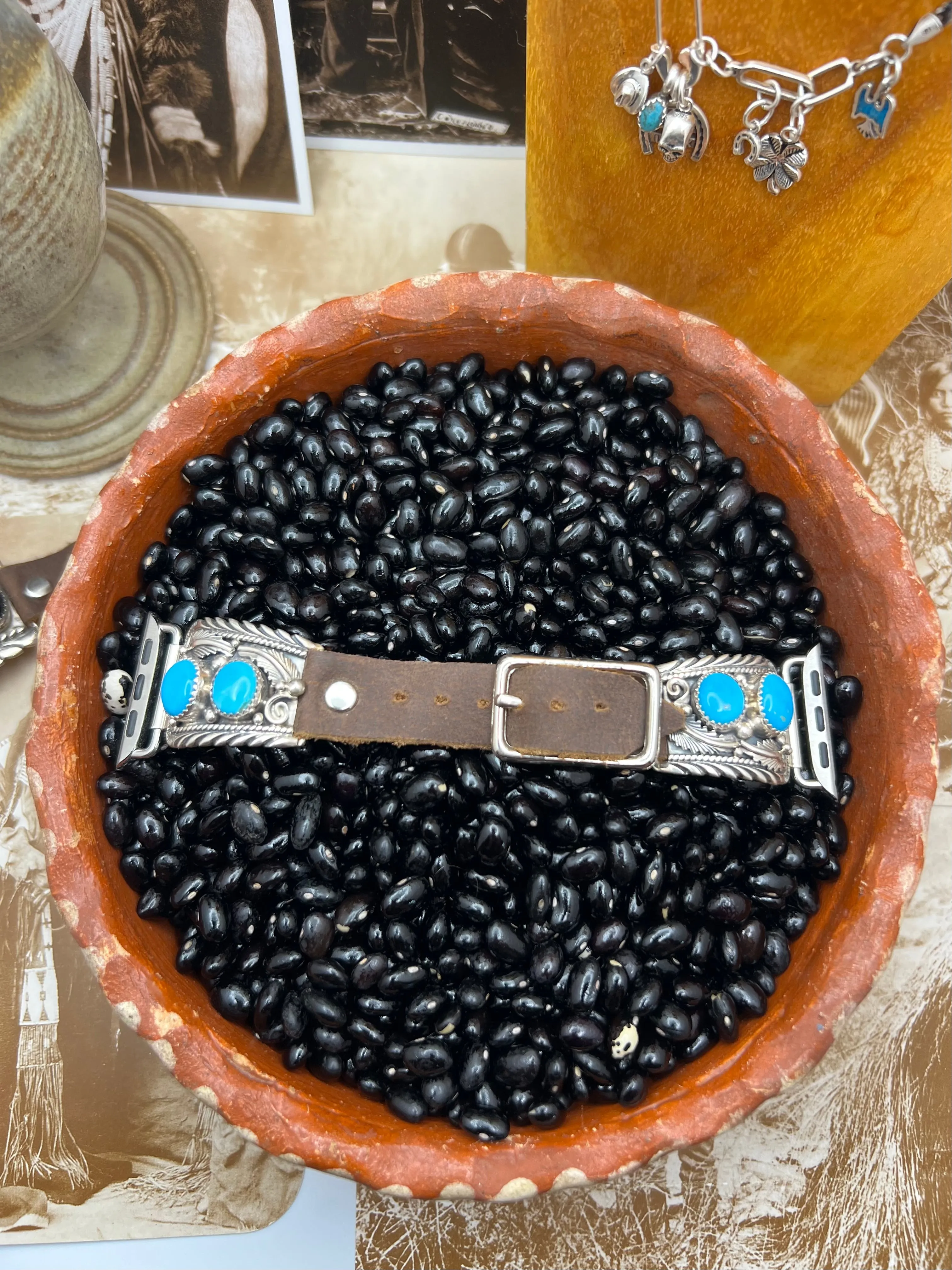 Native American sterling silver Watch Band with Turquoise A