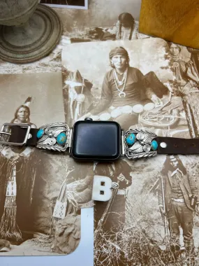 Native American sterling silver Watch Band with Turquoise B