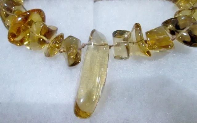 Natural 18" SMOKY TOPAZ STONE Bead Knotted Fringe Necklace Jewelry BROWN CLEAR