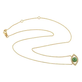 Natural Emerald Chain Necklace 14k Yellow Gold Diamond Jewelry