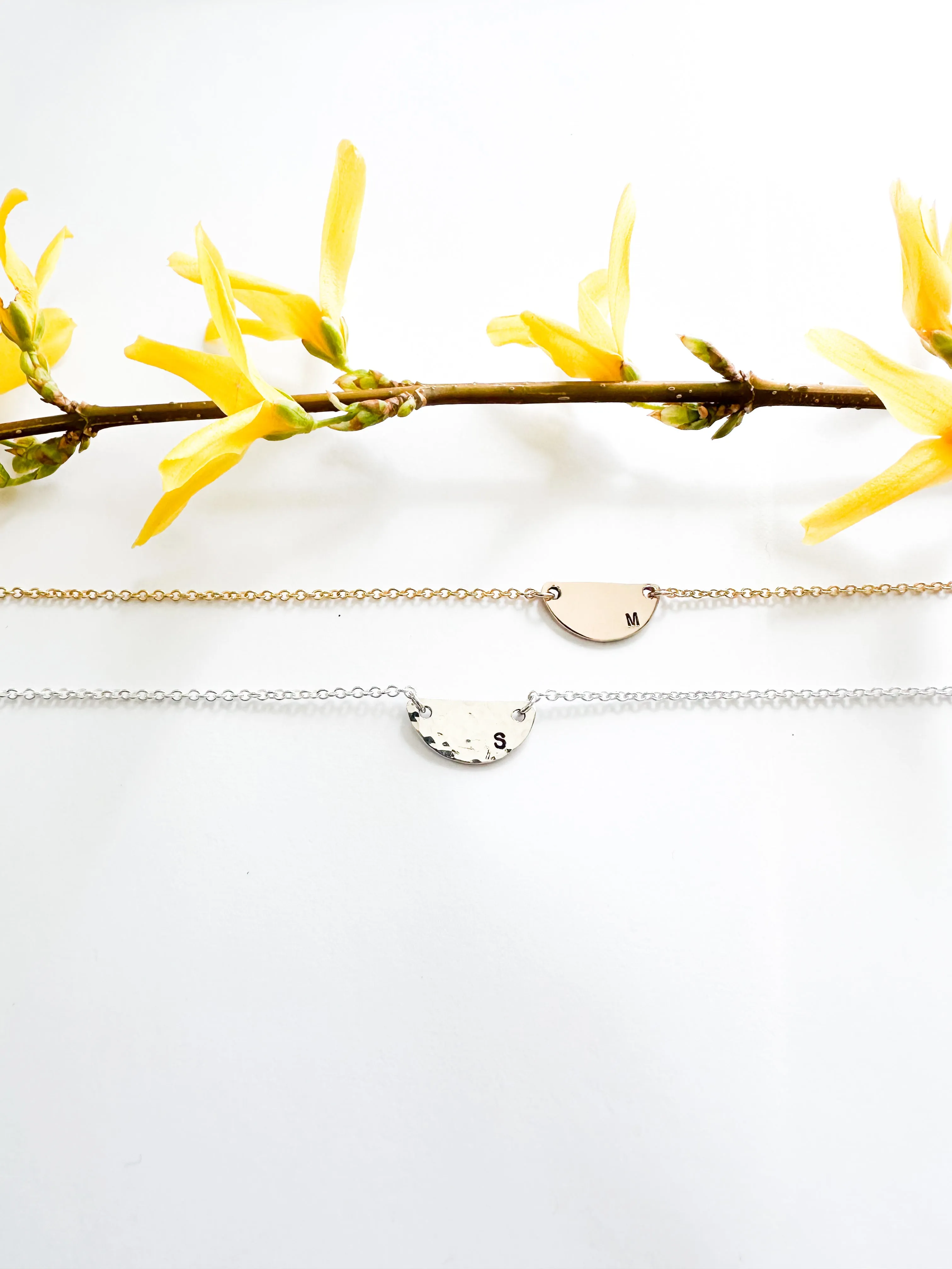 NEW Half moon letter necklace SILVER