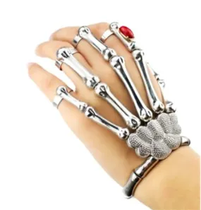 New Silver and Gold Punk Goth Skeleton Slave Bones Talon Hand Skull Bracelet GAGA Style Chain