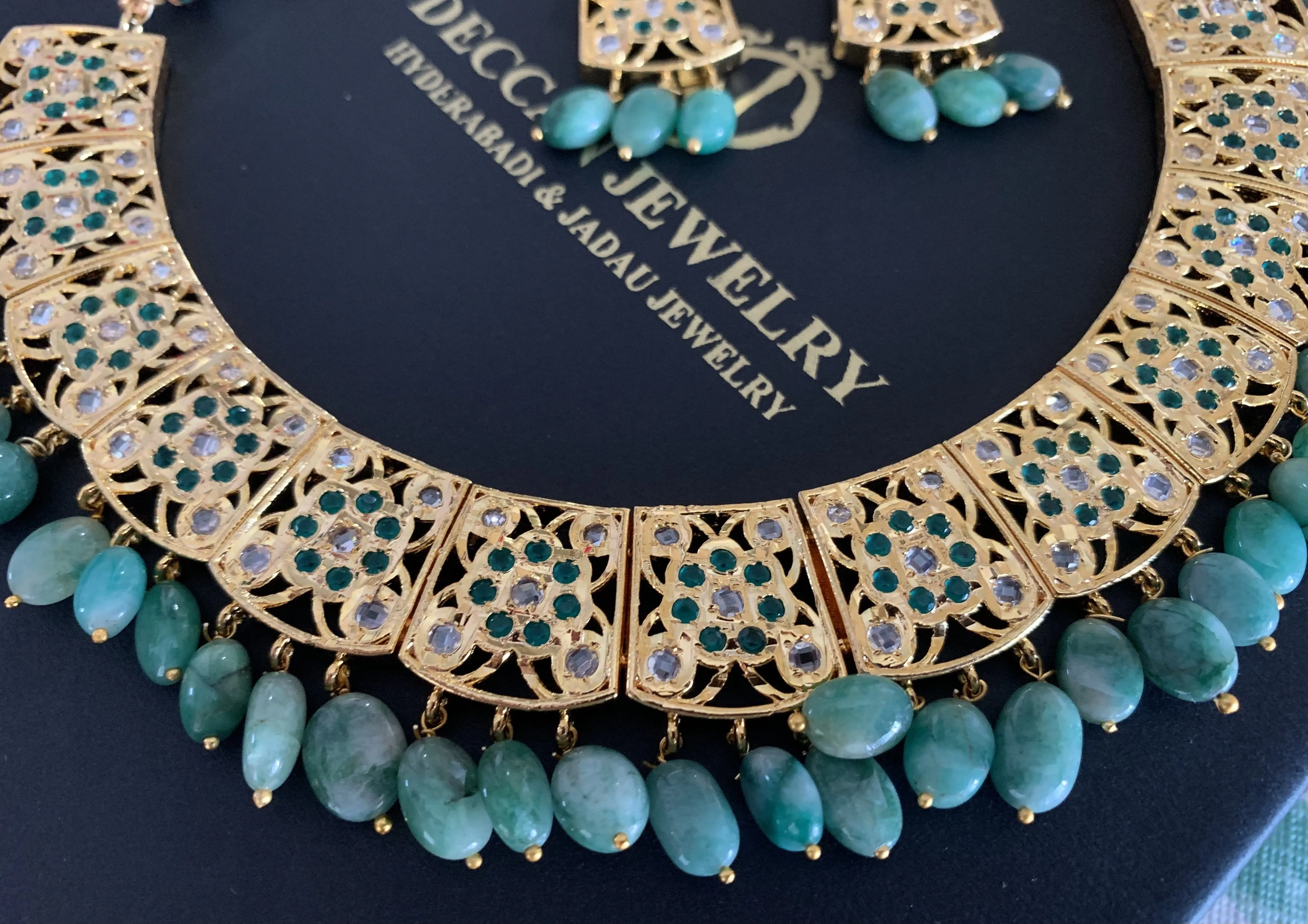 NS143 Badia Emerald necklace set  (READY TO SHIP )