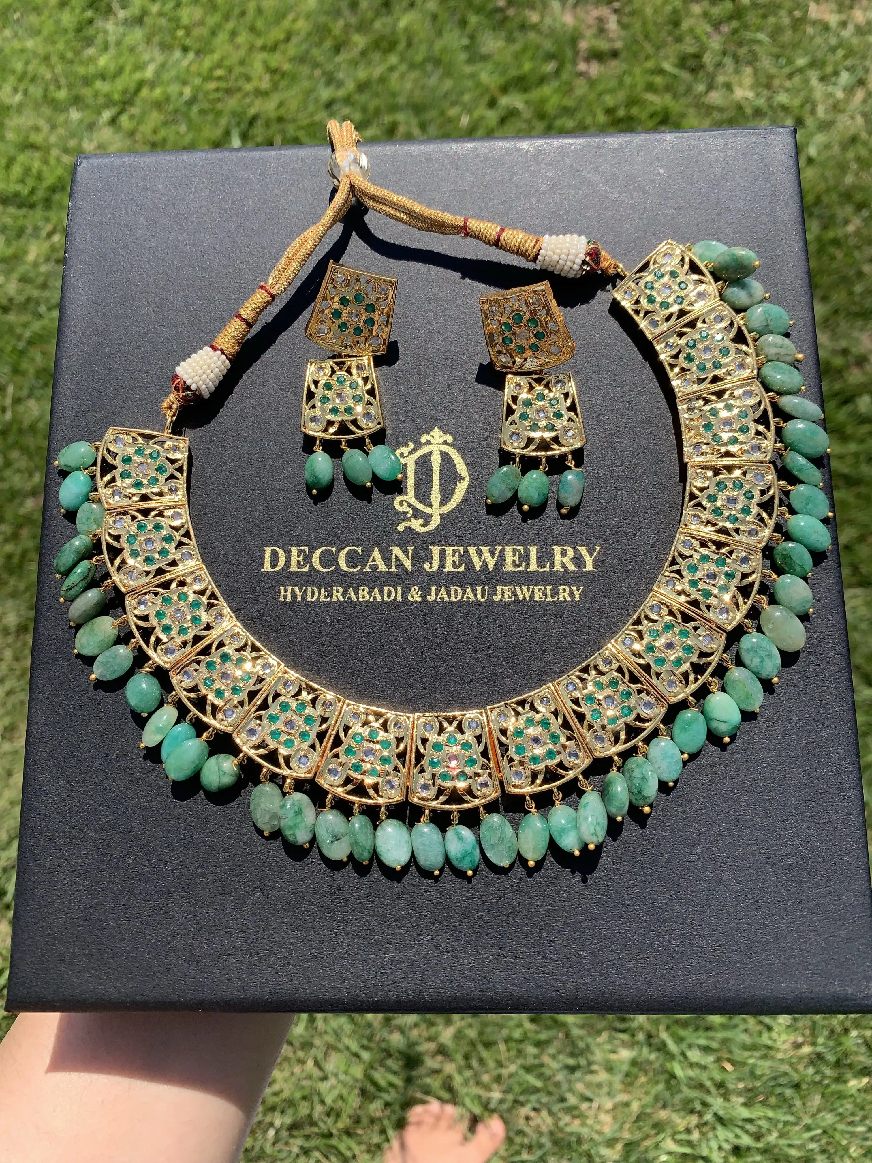 NS143 Badia Emerald necklace set  (READY TO SHIP )