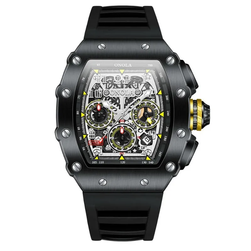 ONOLA 6826 Multifunction Quartz Skeleton Watch for Men