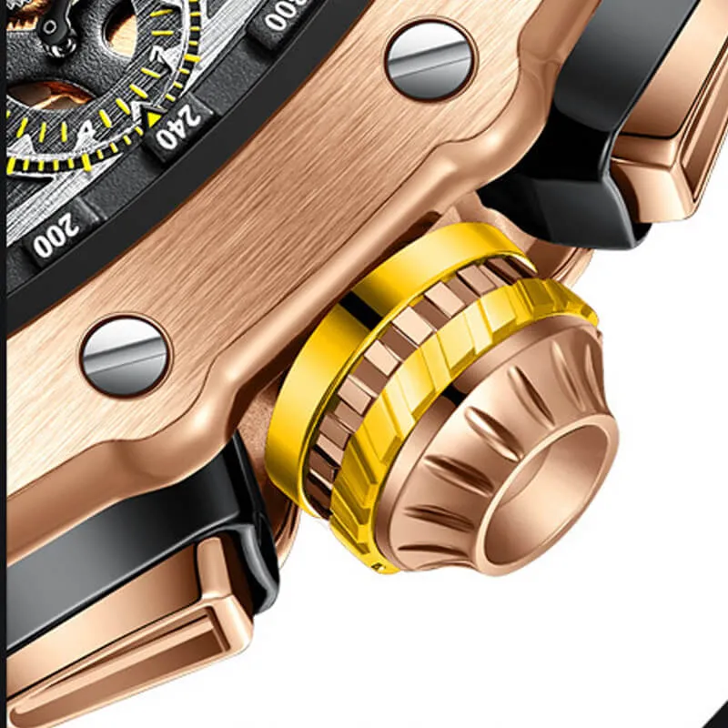ONOLA 6826 Multifunction Quartz Skeleton Watch for Men