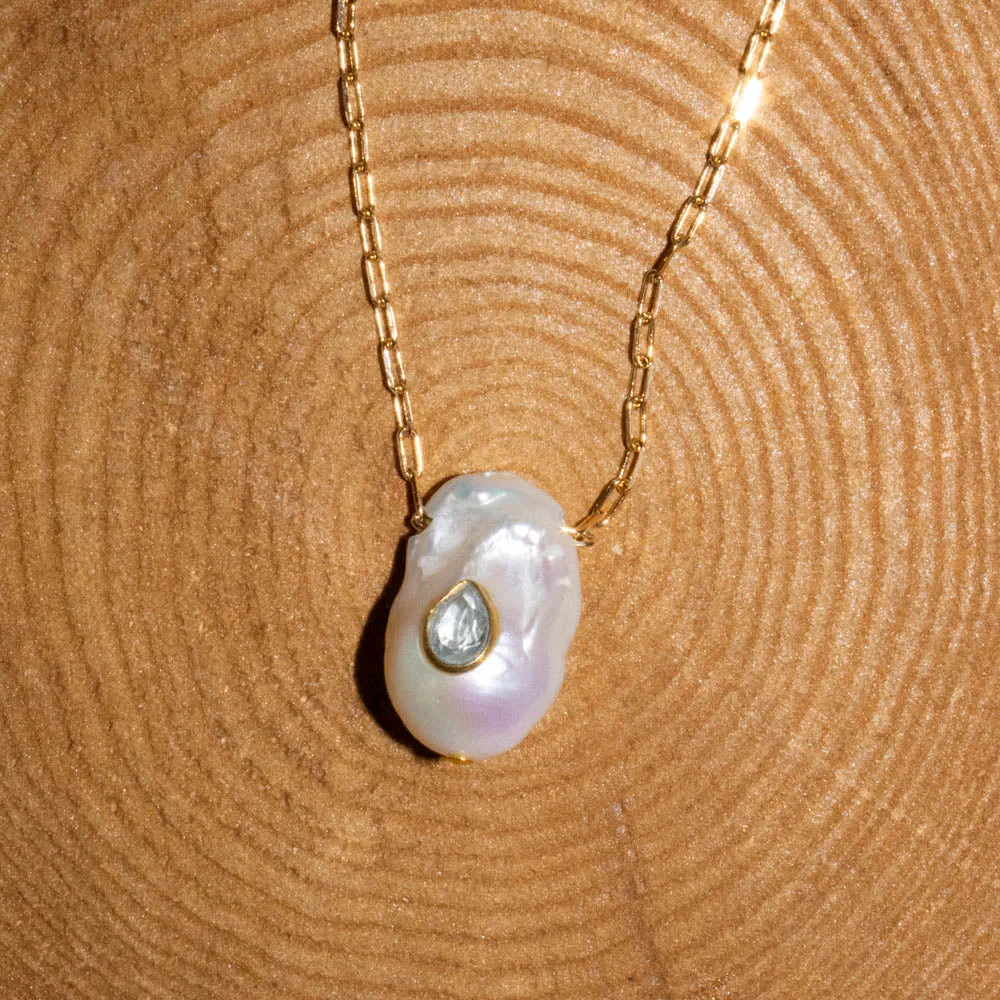 Paola Marassi - Baroque Pearl Pendant Necklace (Blue Topaz)